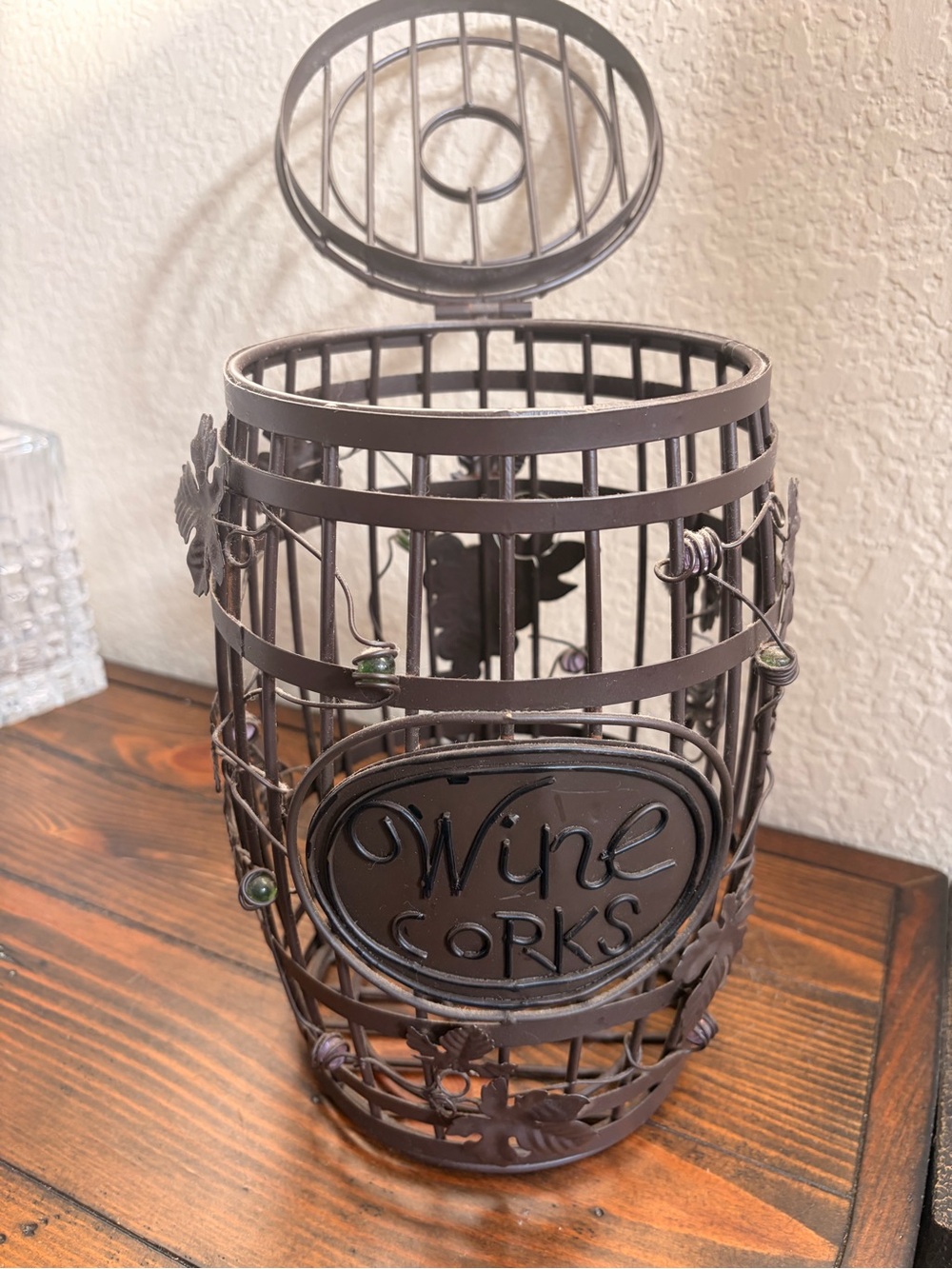 Wine Cork Collector Cage - Dark Brown Metal
